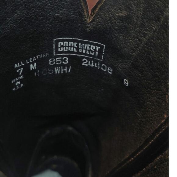 Vintage leather 2 tone Code West Cowboy boots sz 7 - Picture 7 of 7